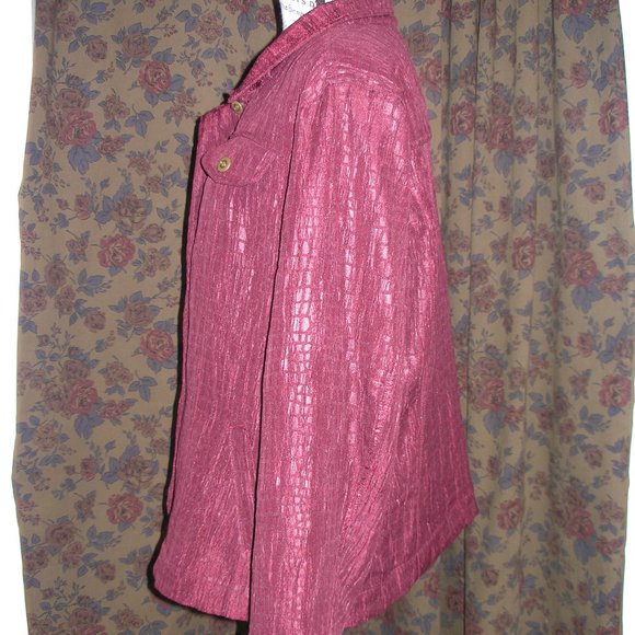 Christopher & Banks Women's XL Jacket Blazer Burgundy Pockets Textured New Tags - Picture 4 of 10
